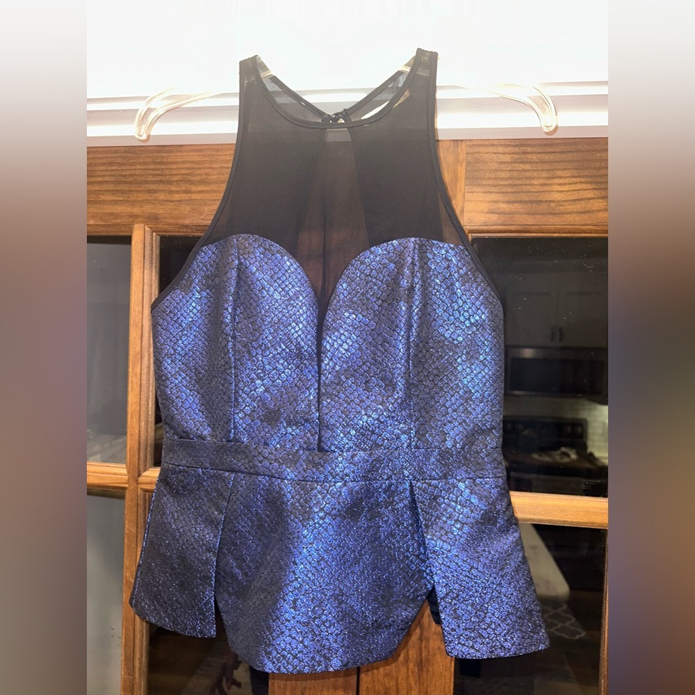 EUC‎ Mustard Seed Size Medium Elegant Blue Sleeveless Top - Picture 2 of 7